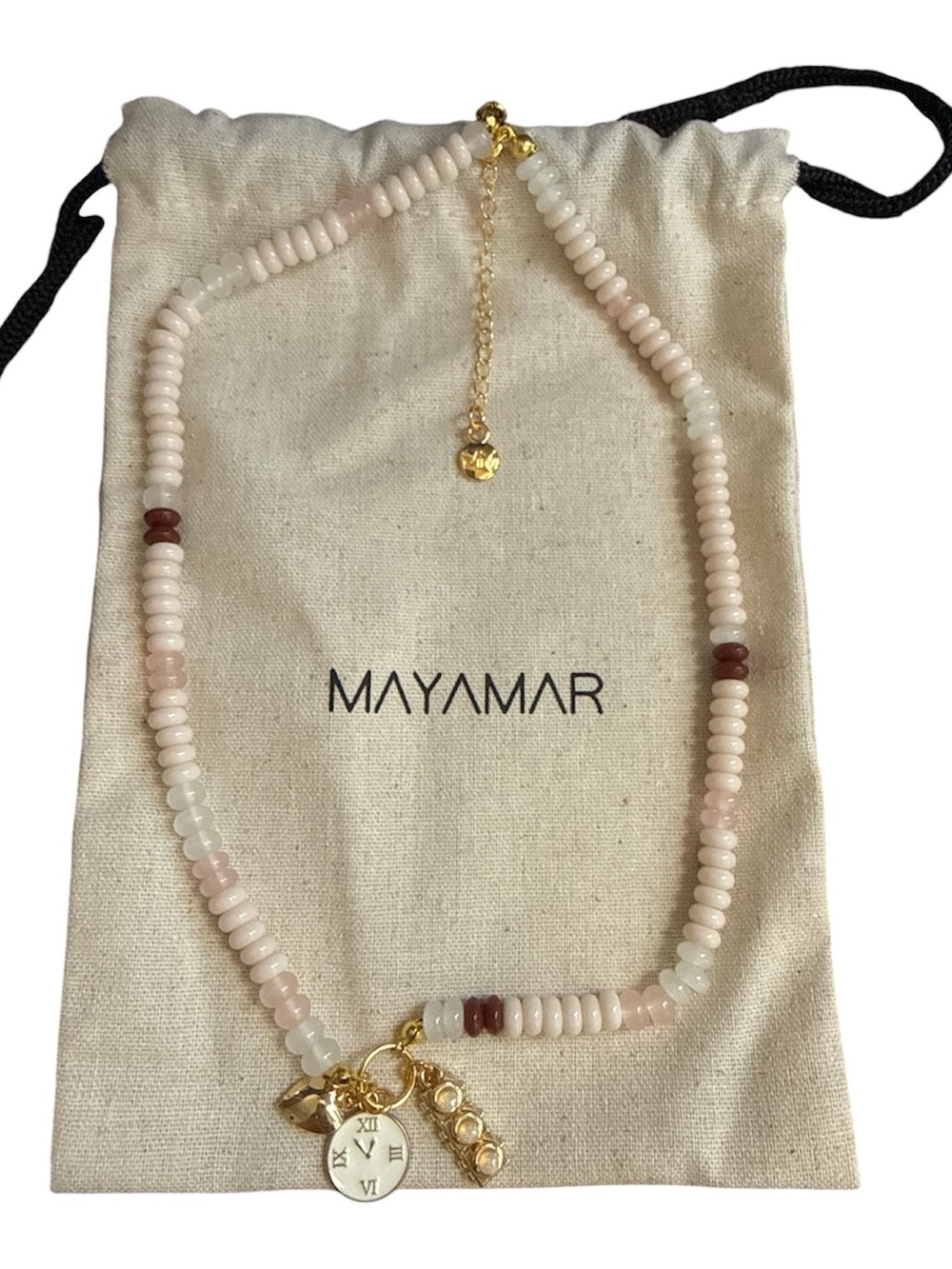 Delicate Peach Beaded Necklace with Gold Charm sold out @ anthropologie